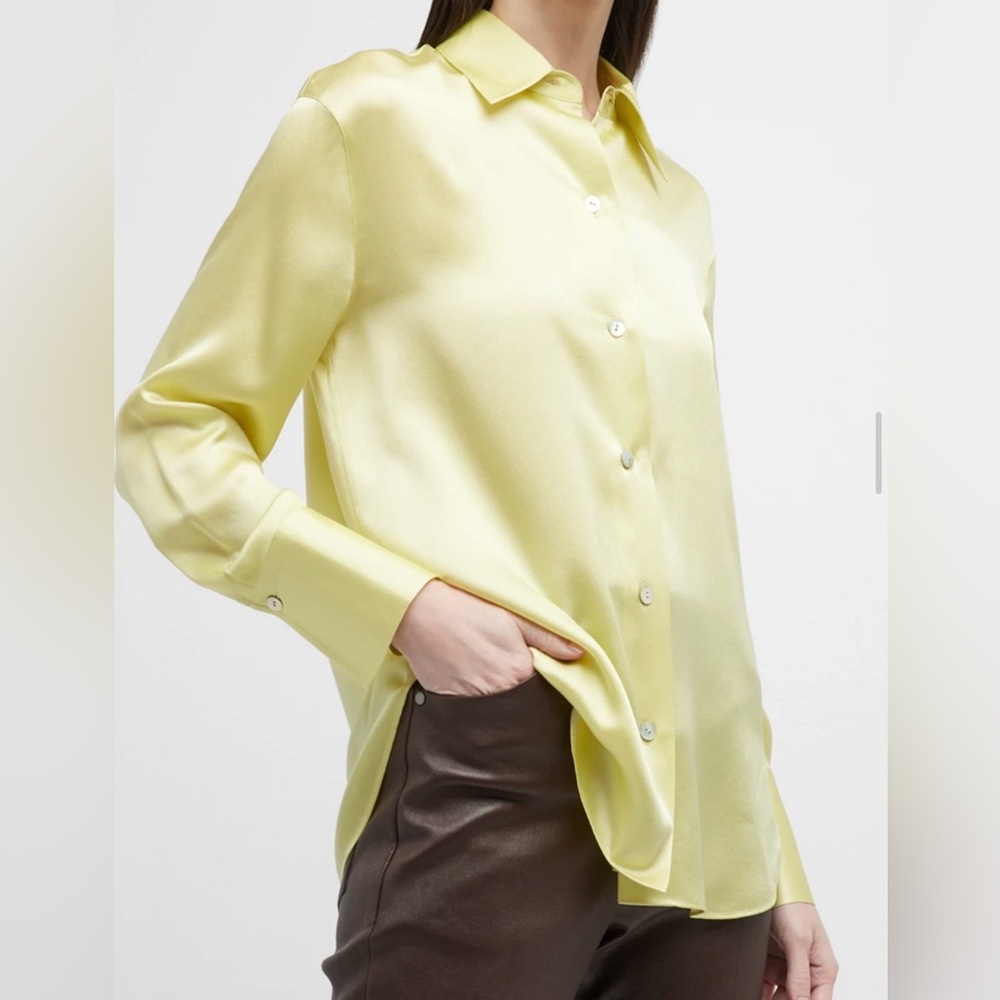 Vince Light Yellow pure silk Button Down